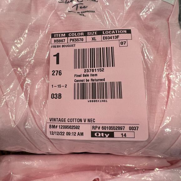 NWT J. Crew Fresh Bouquet Pink Vintage Slub Cotton V-Neck Tee - SIZE XL - Picture 6 of 10